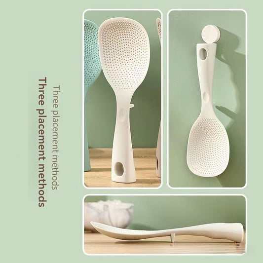 Upright Silicone Rice Spoon Food Grade Nonstick Long Handle Heat Resistant Serving Spoon